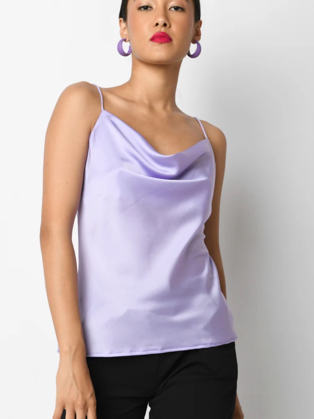 Silk Lavender Cowl Neck Camisole – Women’s Top